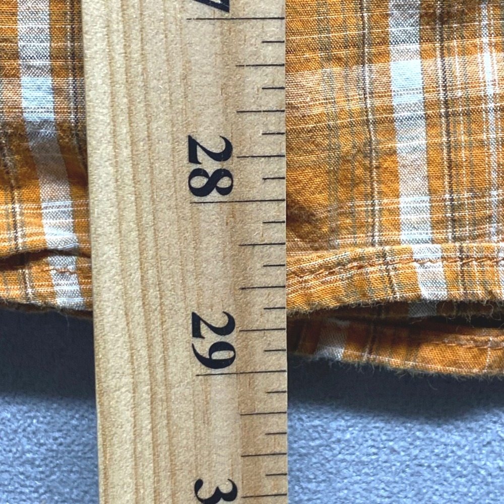 REI Mens XL Plaid Short Sleeve Button Up Shirt Casual Outdoor Work Beige Orange - Picture 7 of 14